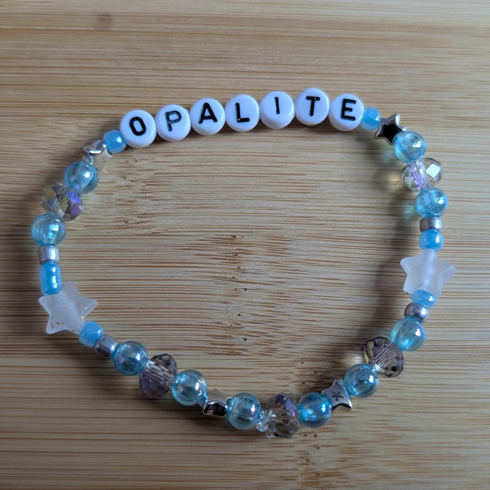 Opalite Beaded Bracelet - Blue and Silver